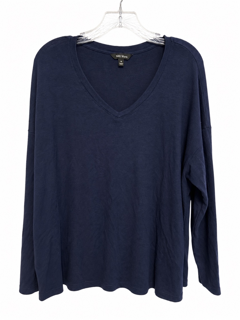 Well Worn Oversized Top Soft Stretch V Neck Knit Shirt XL
